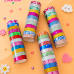 Hancraft kawaii glitter washi tape set with multicolor decorative adhesive tape rolls for journaling scrapbooking DIY crafts and gift wrapping