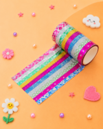 Hancraft kawaii glitter washi tape set with multicolor decorative adhesive tape rolls for journaling scrapbooking DIY crafts and gift wrapping