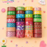 Hancraft kawaii glitter washi tape set with multicolor decorative adhesive tape rolls for journaling scrapbooking DIY crafts and gift wrapping