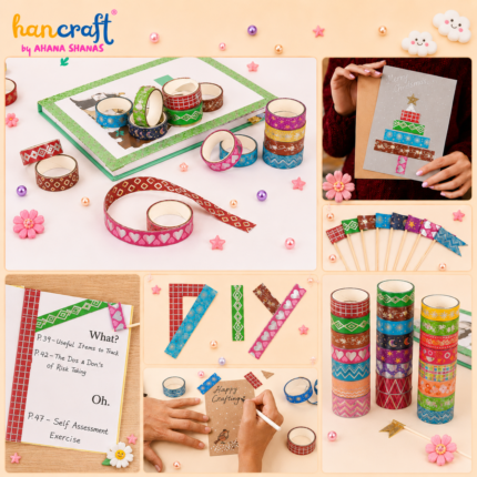 Hancraft kawaii glitter washi tape set with multicolor decorative adhesive tape rolls for journaling scrapbooking DIY crafts and gift wrapping