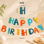 Hancraft dinosaur happy birthday banner with colourful blue green orange letters for kids birthday party baby shower and dinosaur theme party decoration