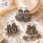 oxidised silver jhumka earrings antique ethnic india