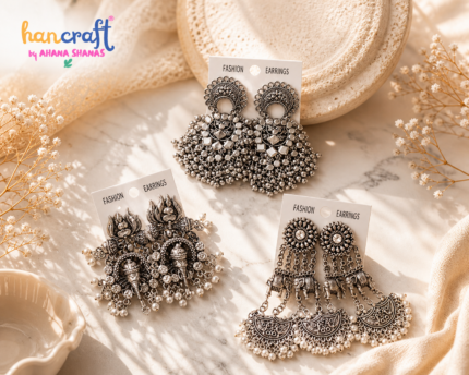 oxidised silver jhumka earrings antique ethnic india