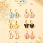 colorful butterfly hoop earrings cute korean aesthetic jewellery for girls