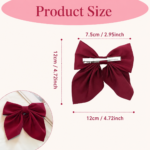 Large satin ribbon bow hair clip for girls and women in Korean aesthetic style