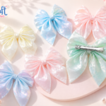 Large satin ribbon bow hair clip for girls and women in Korean aesthetic style