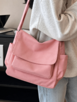 korean aesthetic large capacity shoulder canvas tote bag for women or men