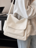 korean aesthetic large capacity shoulder canvas tote bag for women or men