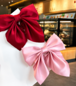 Large satin ribbon bow hair clip for girls and women in Korean aesthetic style