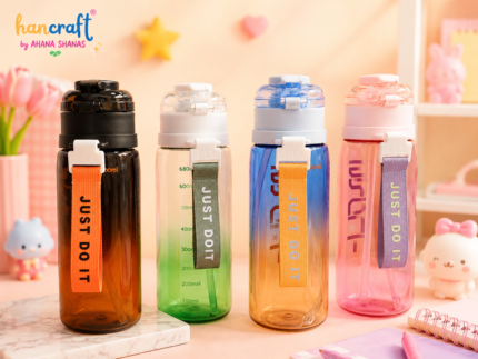 Just Do It premium aesthetic sipper bottle BPA free imported water bottle with strap Cute gradient leakproof water bottle Stylish reusable school water bottle Kawaii aesthetic hydration bottle for girls and boys