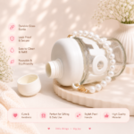 Cute pastel HOHO aesthetic glass tumbler with straw pearl handle and leak proof lid reusable glass sipper cup for hot and cold drinks