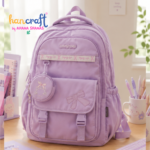 Kawaii pink and cream backpack Korean aesthetic school bag