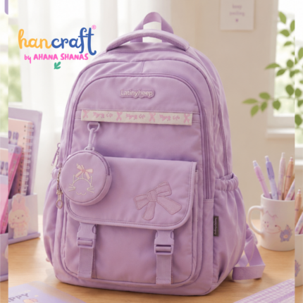 Kawaii pink and cream backpack Korean aesthetic school bag