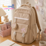 Kawaii pink and cream backpack Korean aesthetic school bag