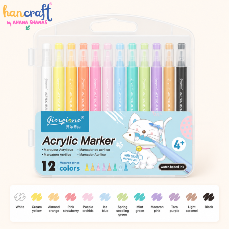 Pastel macaron acrylic marker set for journaling and DIY art by Hancraft