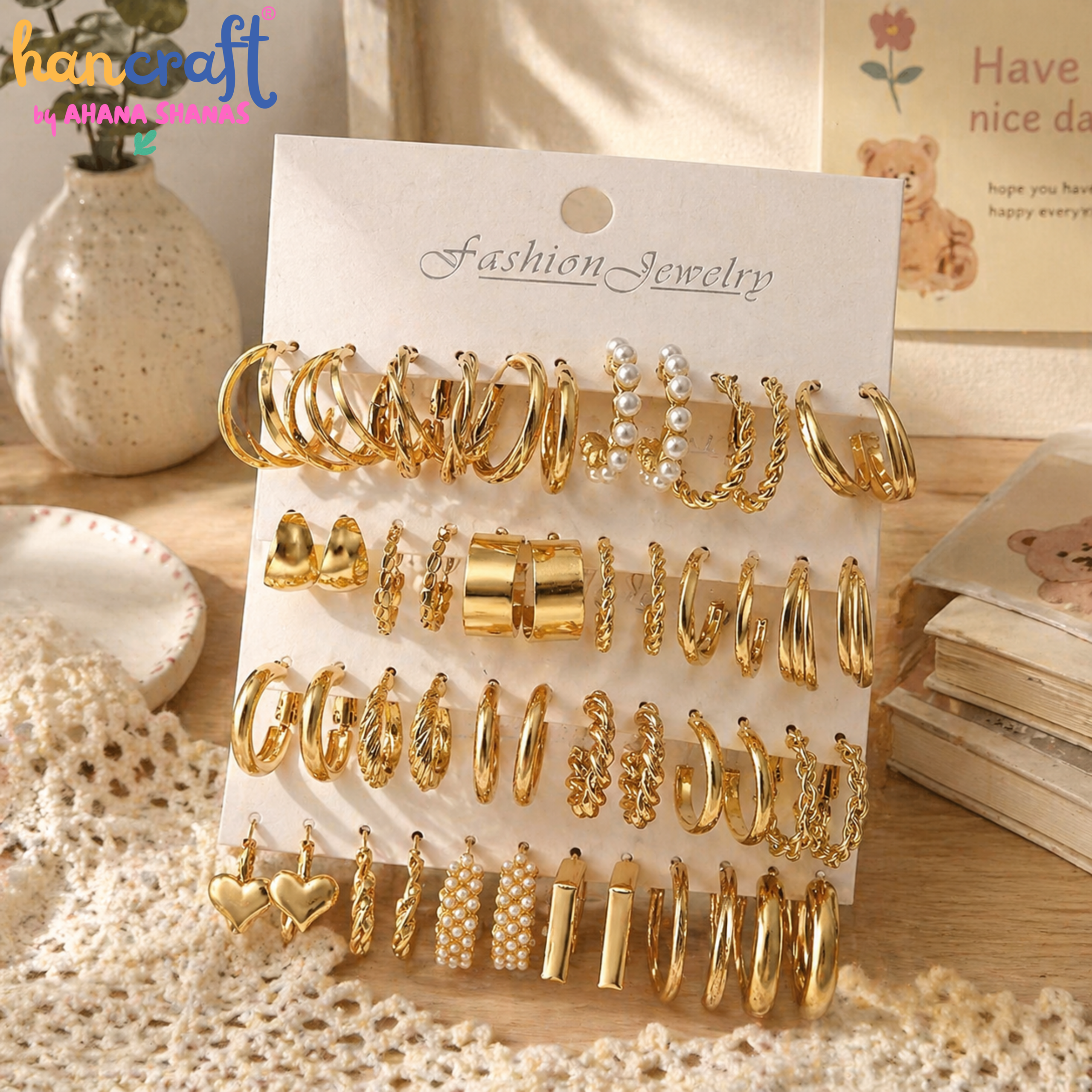 Gold Pearl Hoop Earrings – Hancraft gold plated pearl half hoop earrings korean aesthetic jewellery for girls
