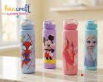 Cartoon character themed 900ml kids sipper bottle with straw leak proof BPA free school water bottle for boys and girls