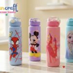 Cartoon character themed 900ml kids sipper bottle with straw leak proof BPA free school water bottle for boys and girls