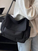 korean aesthetic large capacity shoulder canvas tote bag for women or men