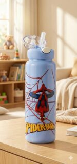 Cartoon character themed 900ml kids sipper bottle with straw leak proof BPA free school water bottle for boys and girls