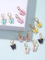 colorful butterfly hoop earrings cute korean aesthetic jewellery for girls