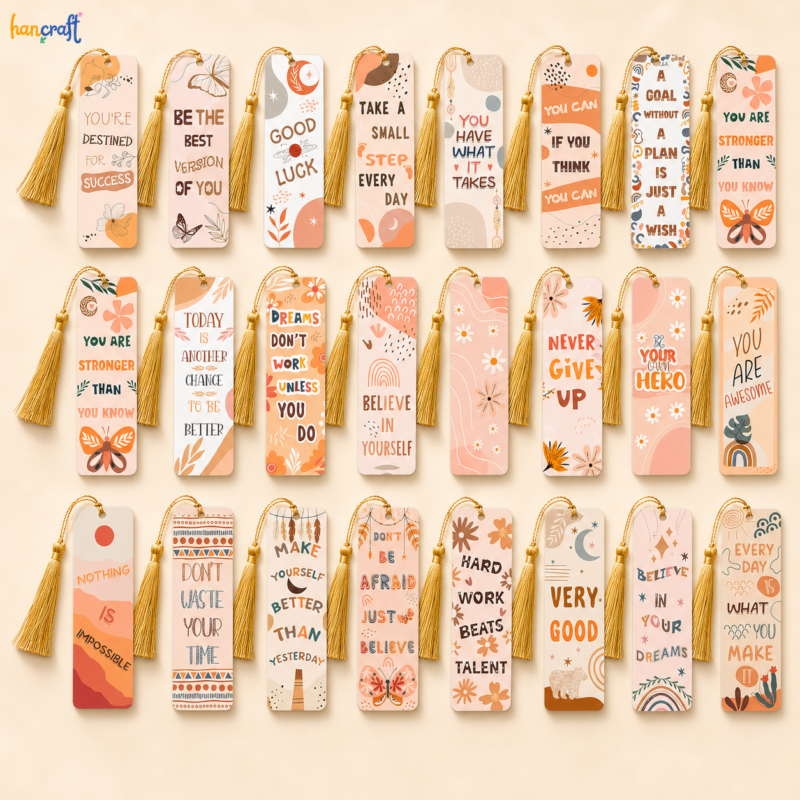 Aesthetic Motivational Bookmark with Golden Tassel for Students and Book Lovers